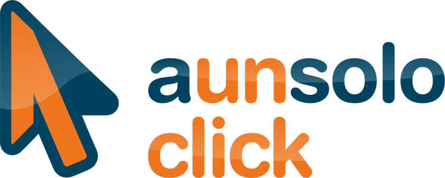 Logo original de aunsoloclick con efecto brillante